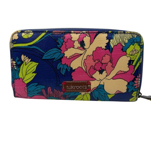 Sakroots Wallet Artist Circle Coated Canvas Floral Butterfly‎ Boho Clutch - Picture 1 of 7